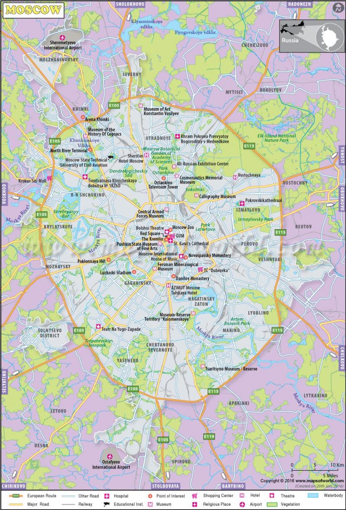 Moscou en un mapa