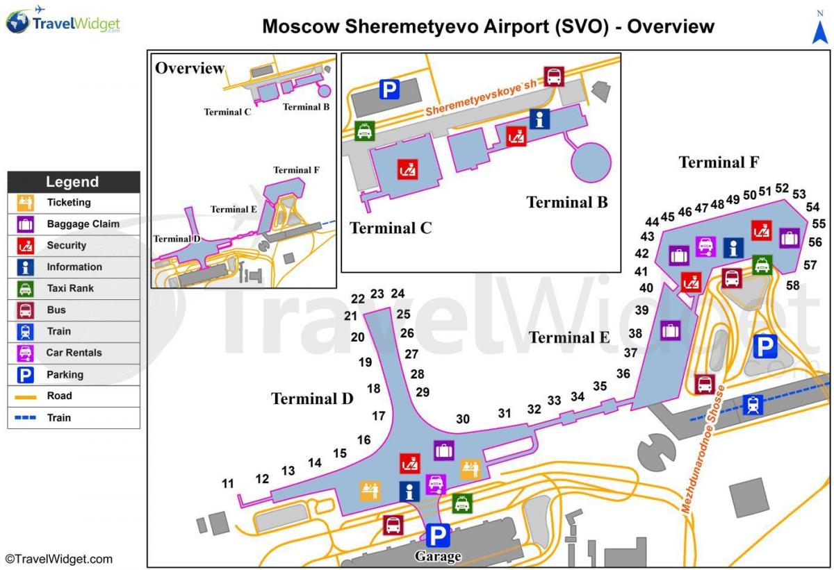 Moscou de l'aeroport de Sheremetyevo mapa