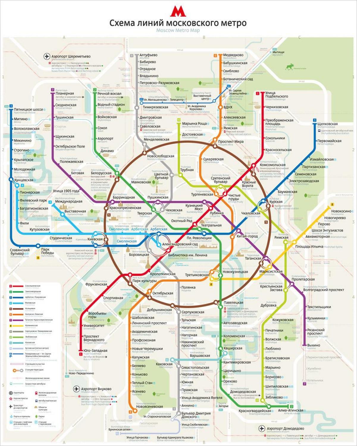 mapa del metro de Moscou, anglès i rus