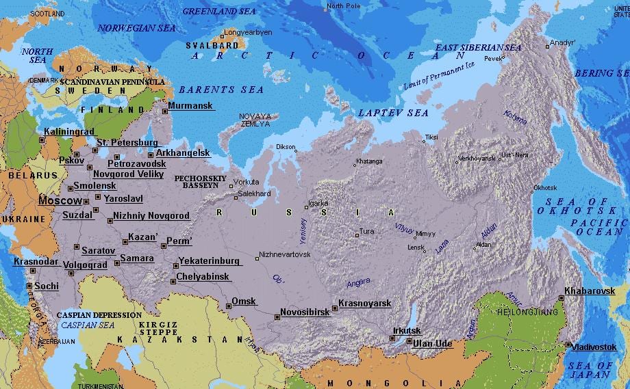 mapa de Moscou, Rússia