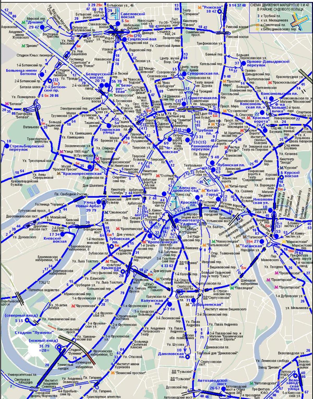 mapa de Moscou trolleybus