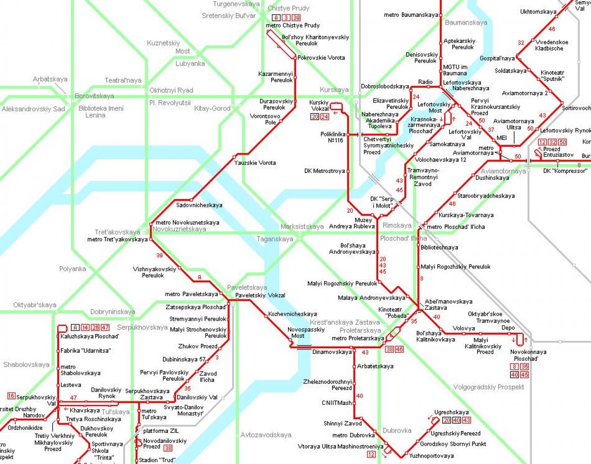 mapa de Moskva tramvia