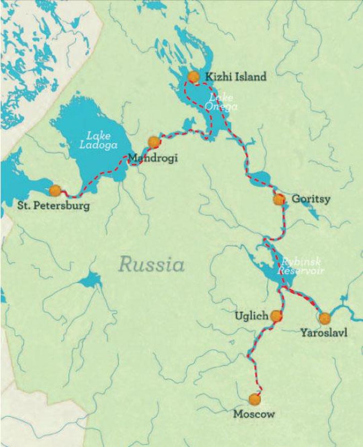 mapa de Sant Petersburg a Moscou creuer
