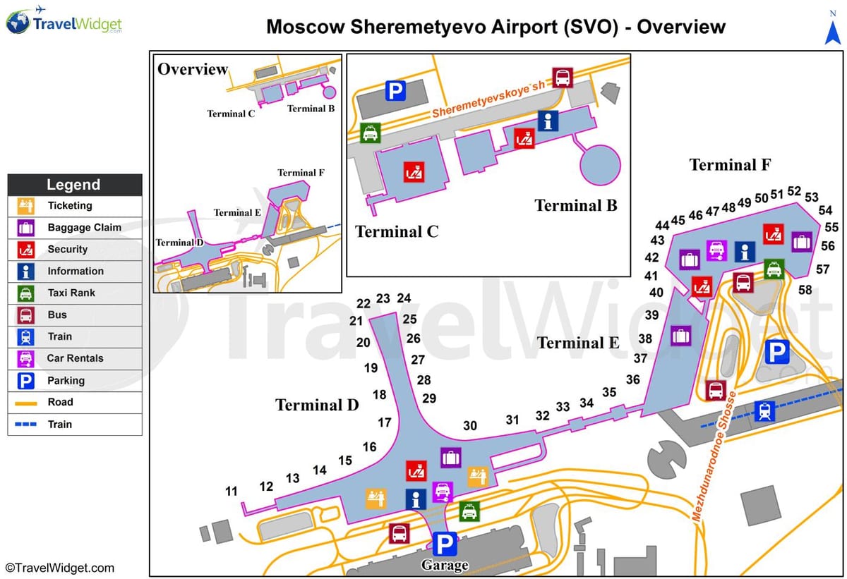 Sheremetyevo mapa de les terminals