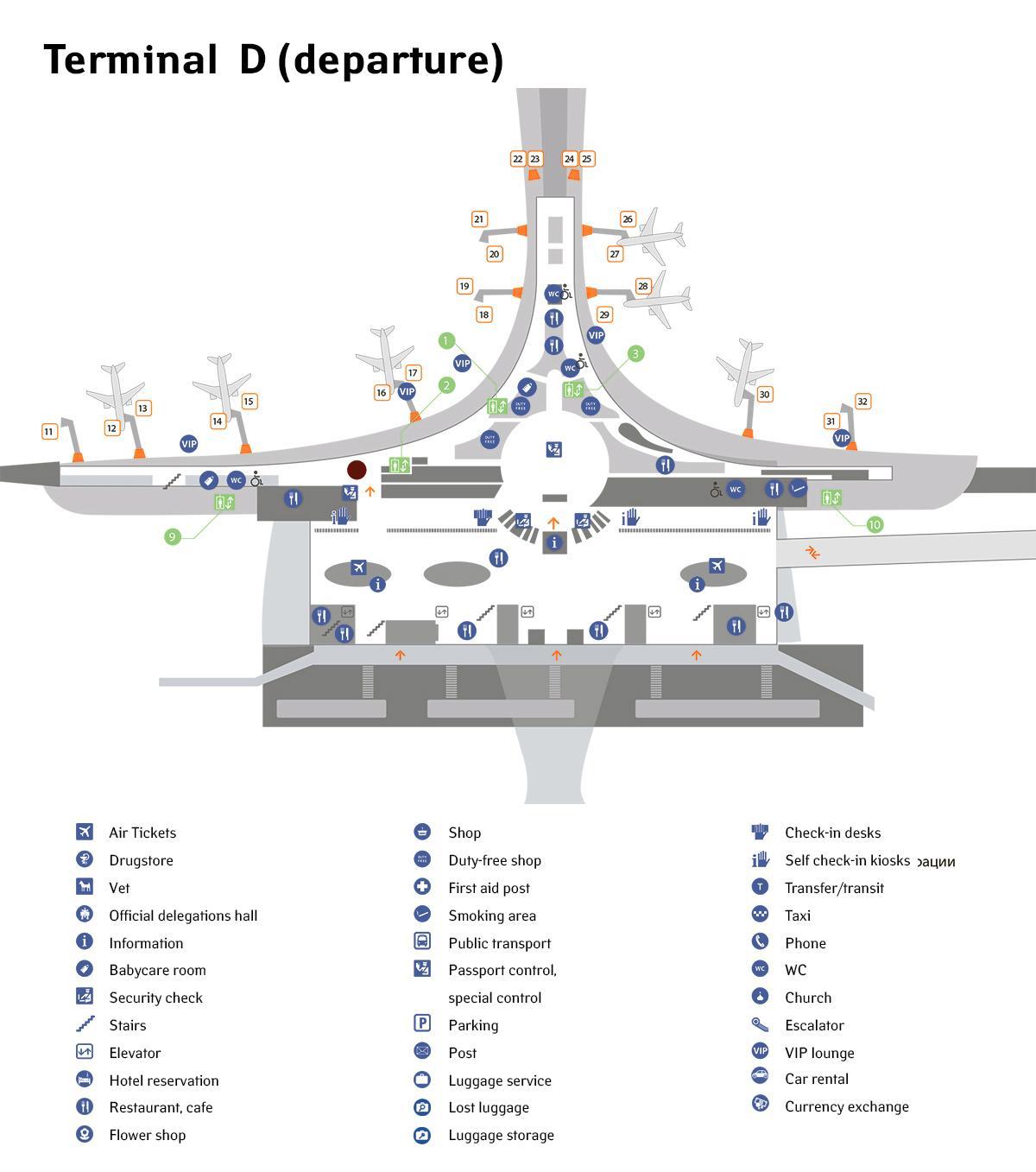 Sheremetyevo mapa de l'aeroport terminal d