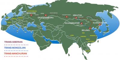De Beijing a Moscow tren mapa de rutes